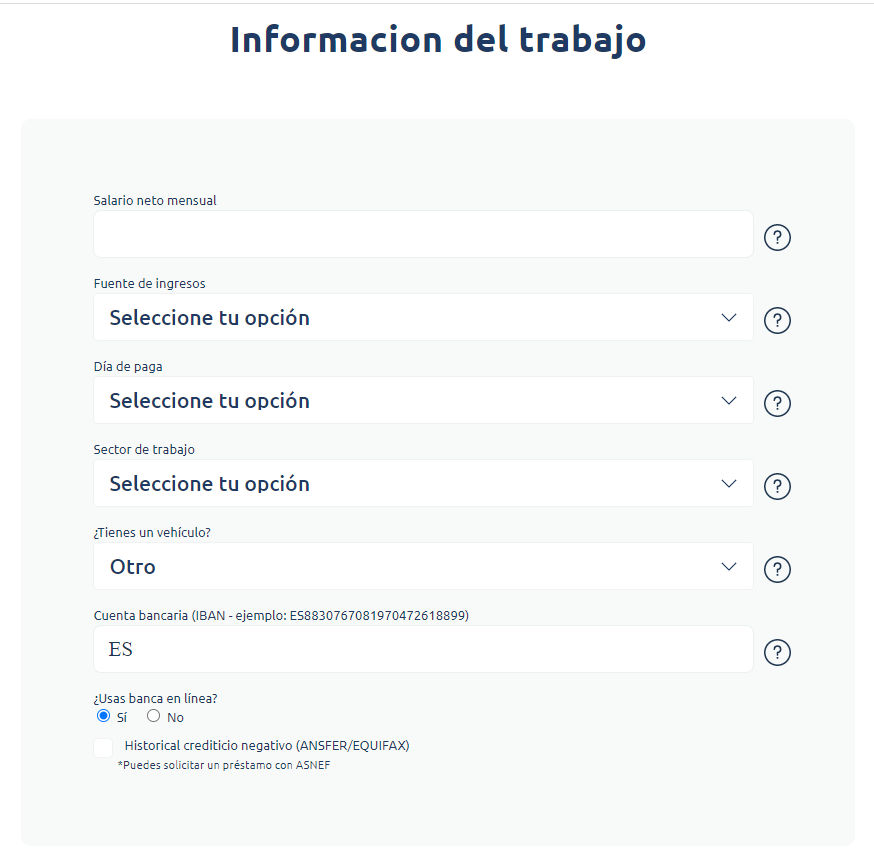 Formulario de solicitud de Fidea